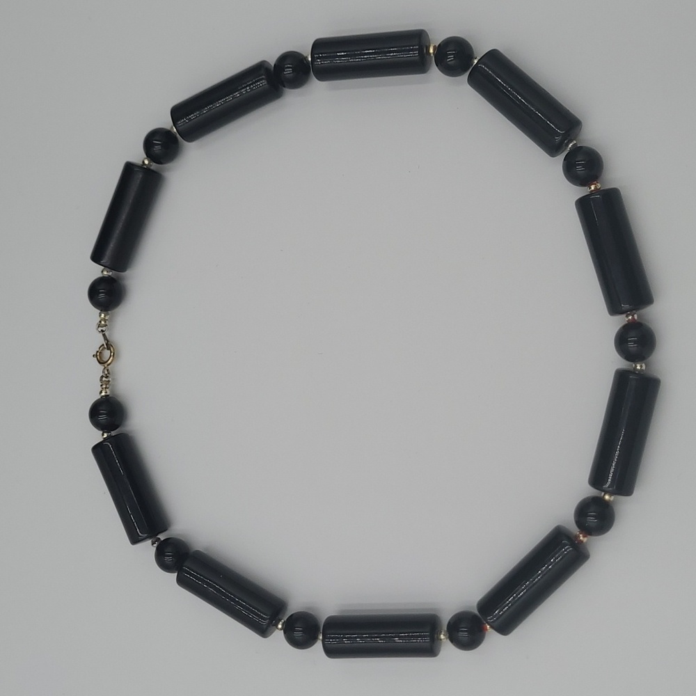Black Beaded Choker-9"‎